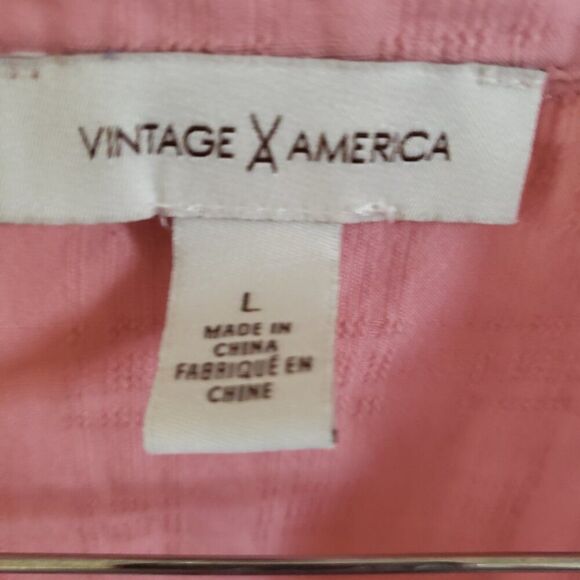 Vintage America Pink Button Up Long Sleeve Shirt with Pockets - Picture 3 of 3